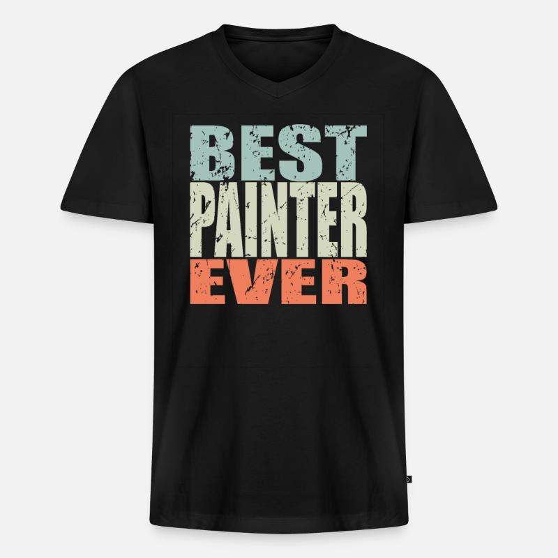 Best Painter ever Painter Gift - Men's Premium Organic T-shirt with V-neck - black