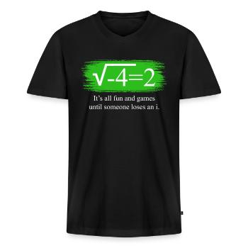 Mathématiques amusantes disant des nombres complexes - T-shirt encolure en V Premium bio Homme - noir - Devant - Nico (187cm)