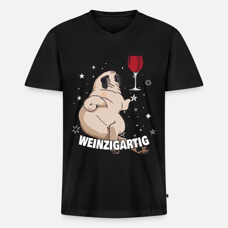 Weinzigartig - Männer Premium Bio T-Shirt mit V-Ausschnitt - Schwarz