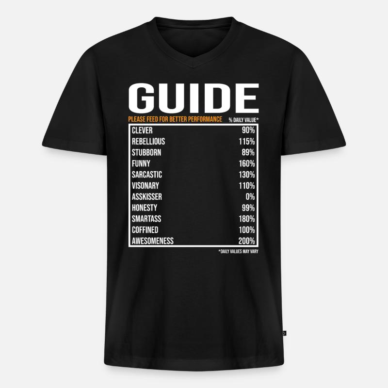 Guide Tourguide Spruch - Männer Premium Bio T-Shirt mit V-Ausschnitt - Schwarz