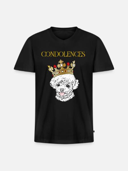 Dog with crown - Men's Premium Organic T-shirt with V-neck - black