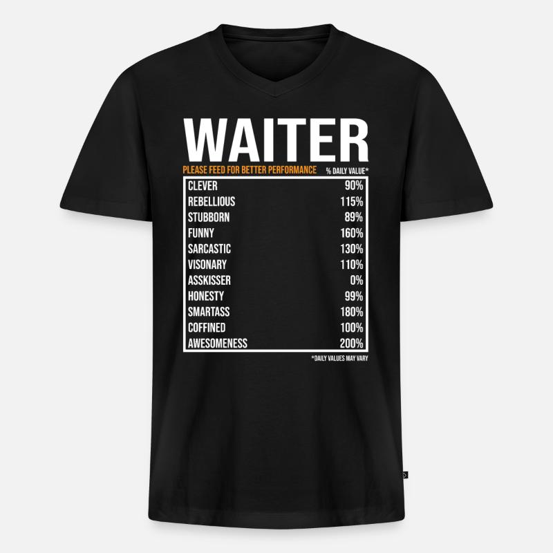 Kellner Spruch Kellner Geschenk - Männer Premium Bio T-Shirt mit V-Ausschnitt - Schwarz