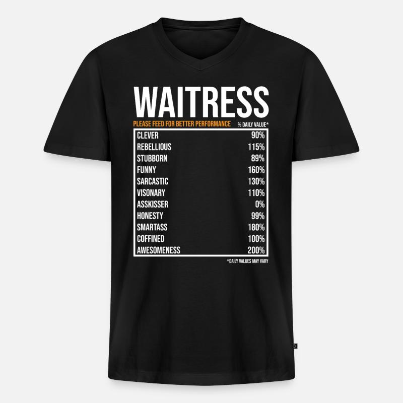 Kellnerin Servicekraft Spruch Geschenk - Männer Premium Bio T-Shirt mit V-Ausschnitt - Schwarz