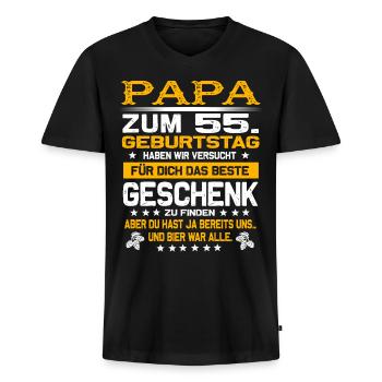 Zum 55. Geburtstag lustiges Bier Spruch - Männer Premium Bio T-Shirt mit V-Ausschnitt - Schwarz - Vorne - Nico (187cm)