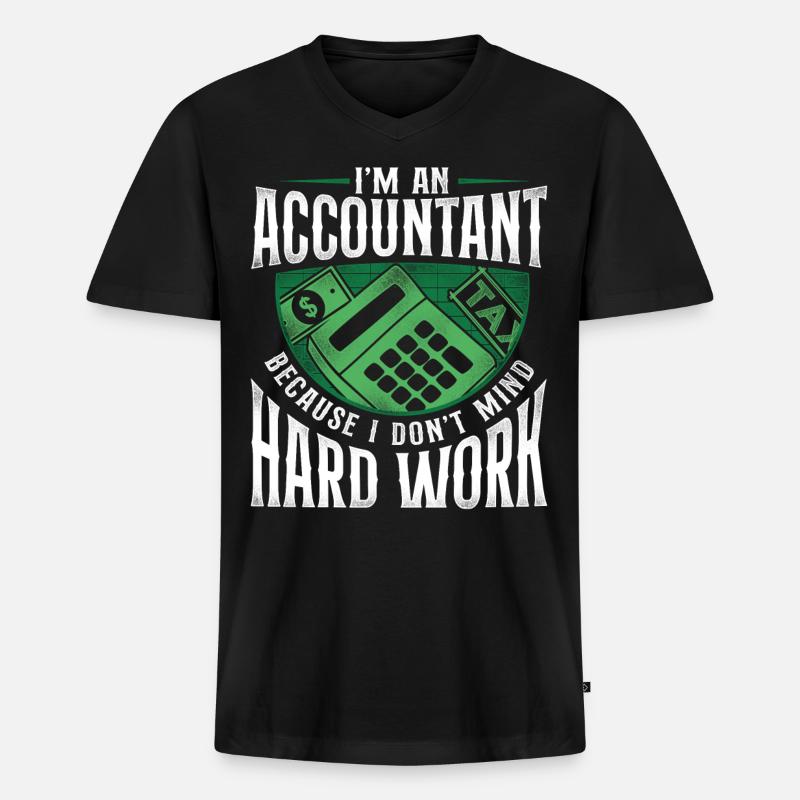 Comptable Comptable Comptable Comptabilité - T-shirt encolure en V Premium bio Homme - noir