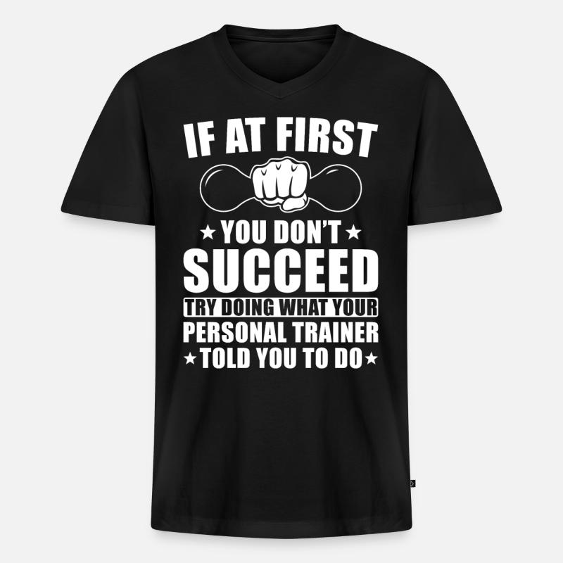 Personal Trainer Geschenk - Männer Premium Bio T-Shirt mit V-Ausschnitt - Schwarz