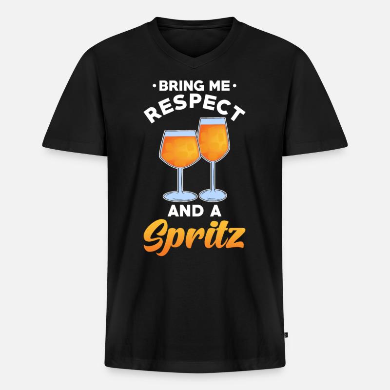 Spritz Cocktail - Männer Premium Bio T-Shirt mit V-Ausschnitt - Schwarz