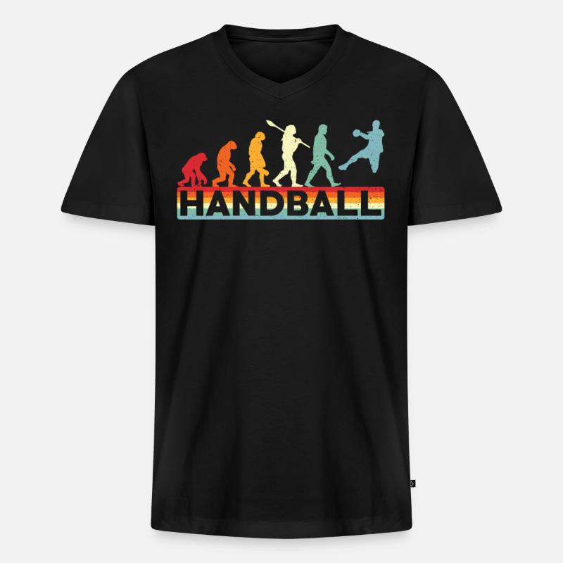 Handball Evolution Handball - Männer Premium Bio T-Shirt mit V-Ausschnitt - Schwarz
