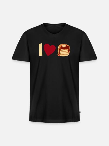 I Love Pancakes - Funny Pancake - Men's Premium Organic T-shirt with V-neck - black