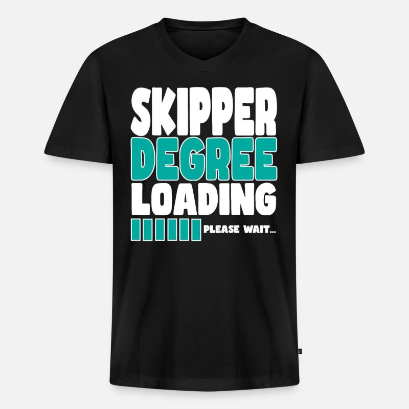 Skipper lädt Ausbildung - Männer Premium Bio T-Shirt mit V-Ausschnitt - Schwarz