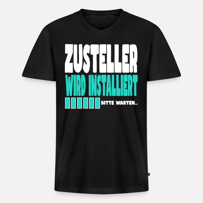 Zusteller wird installiert - Männer Premium Bio T-Shirt mit V-Ausschnitt - Schwarz