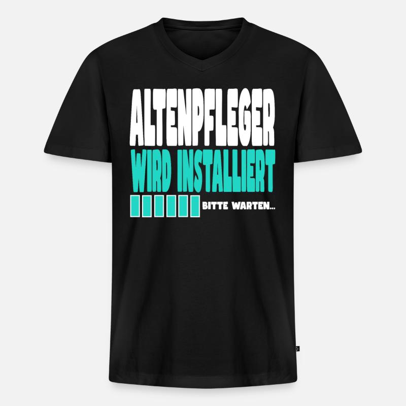 ALTENPFLEGER wird installiert - Männer Premium Bio T-Shirt mit V-Ausschnitt - Schwarz