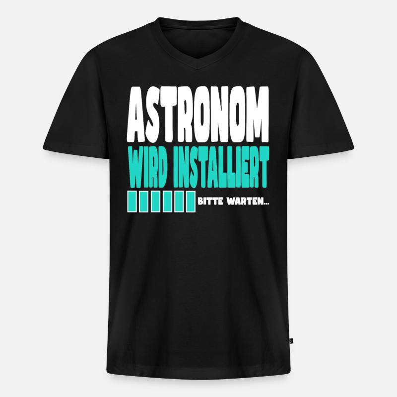 Astronom wird installiert - Männer Premium Bio T-Shirt mit V-Ausschnitt - Schwarz