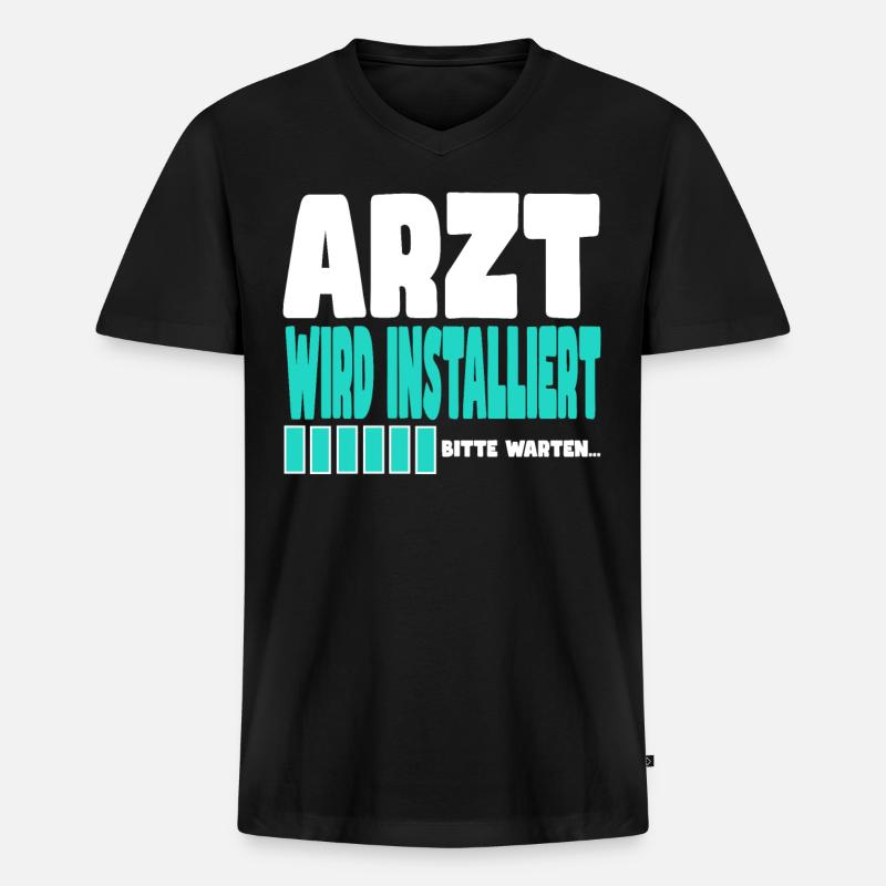 Arzt wird installiert - Männer Premium Bio T-Shirt mit V-Ausschnitt - Schwarz
