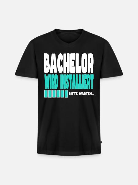 Bachelor wird installiert - Männer Premium Bio T-Shirt mit V-Ausschnitt - Schwarz