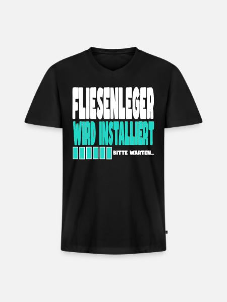 Fliesenleger wird installiert - Männer Premium Bio T-Shirt mit V-Ausschnitt - Schwarz