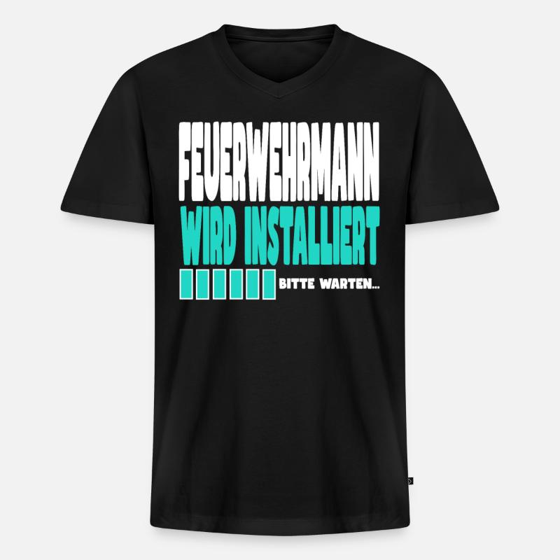 Feuerwehrmann wird installiert - Männer Premium Bio T-Shirt mit V-Ausschnitt - Schwarz