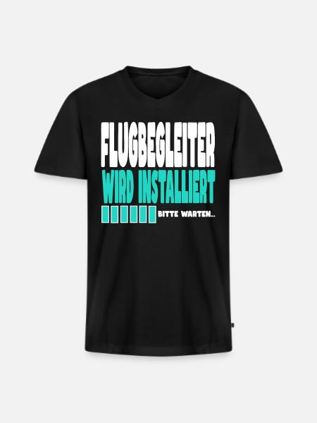 Flugbegleiter wird installiert - Männer Premium Bio T-Shirt mit V-Ausschnitt - Schwarz