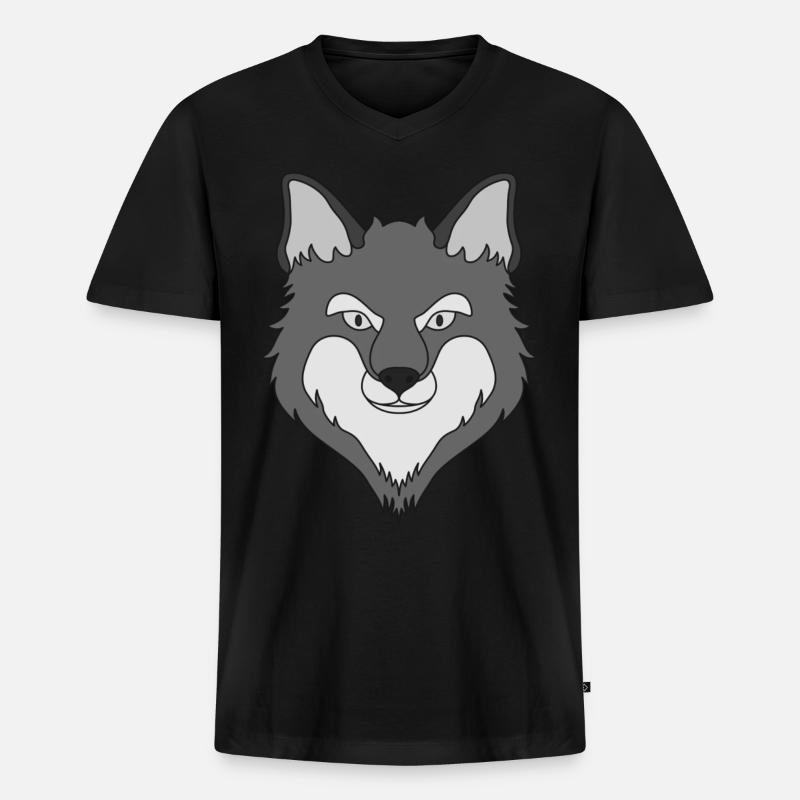 Fuchs Waldtier Design mit Tierkopf - Männer Premium Bio T-Shirt mit V-Ausschnitt - Schwarz