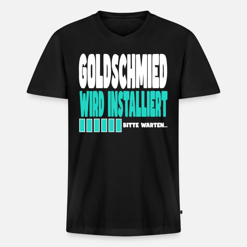 Gleisbauer wird installiert - Männer Premium Bio T-Shirt mit V-Ausschnitt - Schwarz
