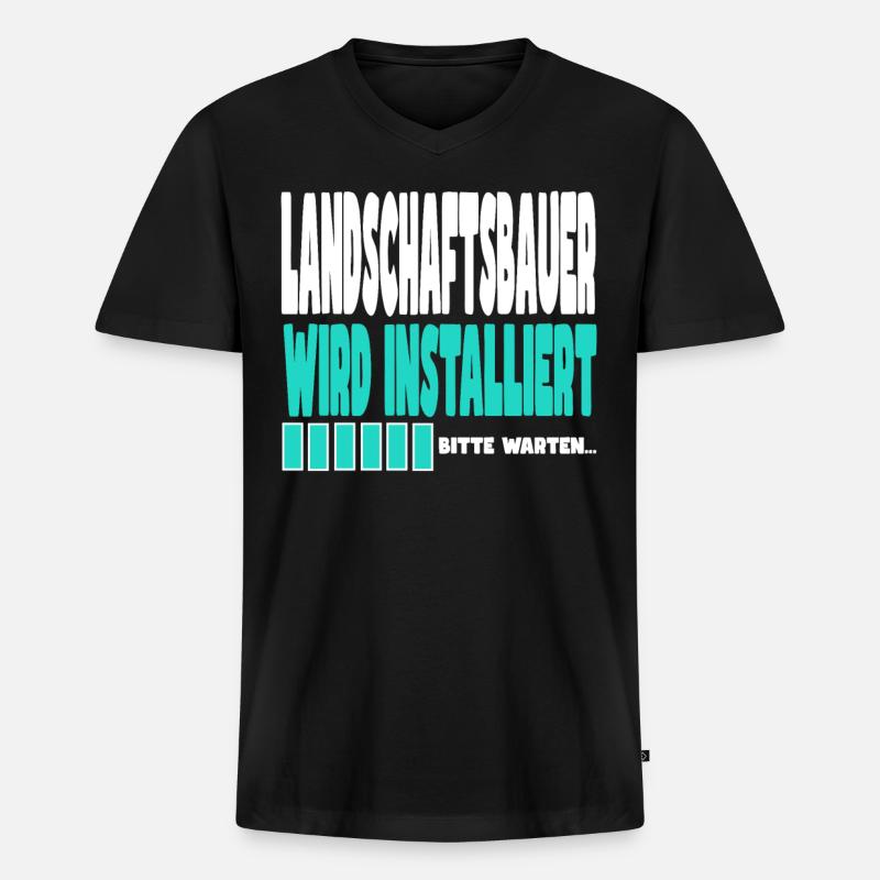 Landschaftsbauer wird installiert - Männer Premium Bio T-Shirt mit V-Ausschnitt - Schwarz