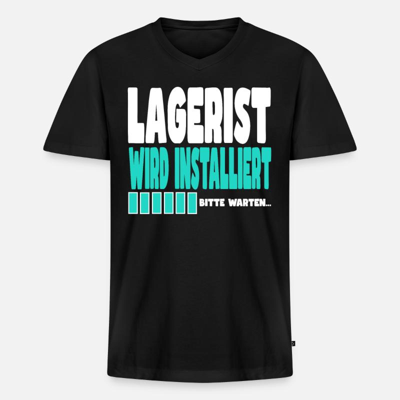 Lagerist wird installiert - Männer Premium Bio T-Shirt mit V-Ausschnitt - Schwarz