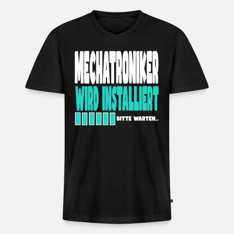 Mechatroniker wird installiert - Männer Premium Bio T-Shirt mit V-Ausschnitt - Schwarz