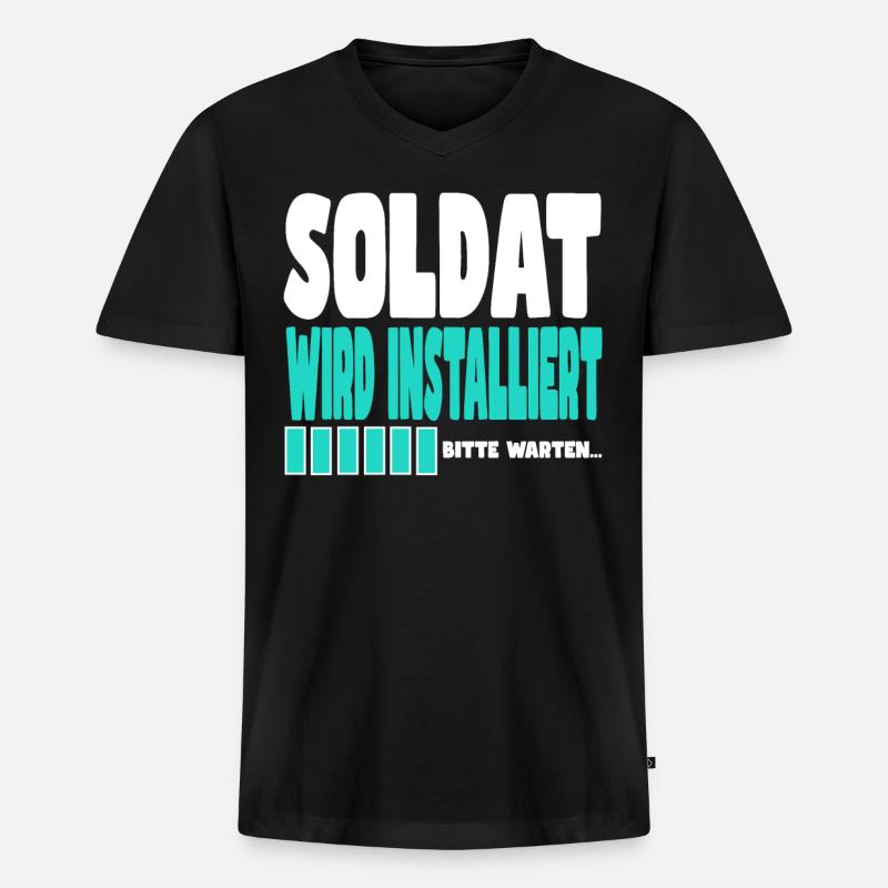 Soldat wird installiert - Männer Premium Bio T-Shirt mit V-Ausschnitt - Schwarz
