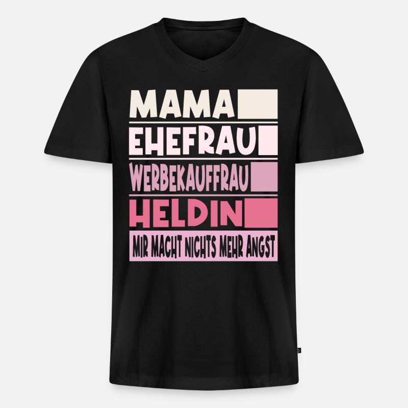Werbekauffrau Mama Ehefrau Heldin - Männer Premium Bio T-Shirt mit V-Ausschnitt - Schwarz