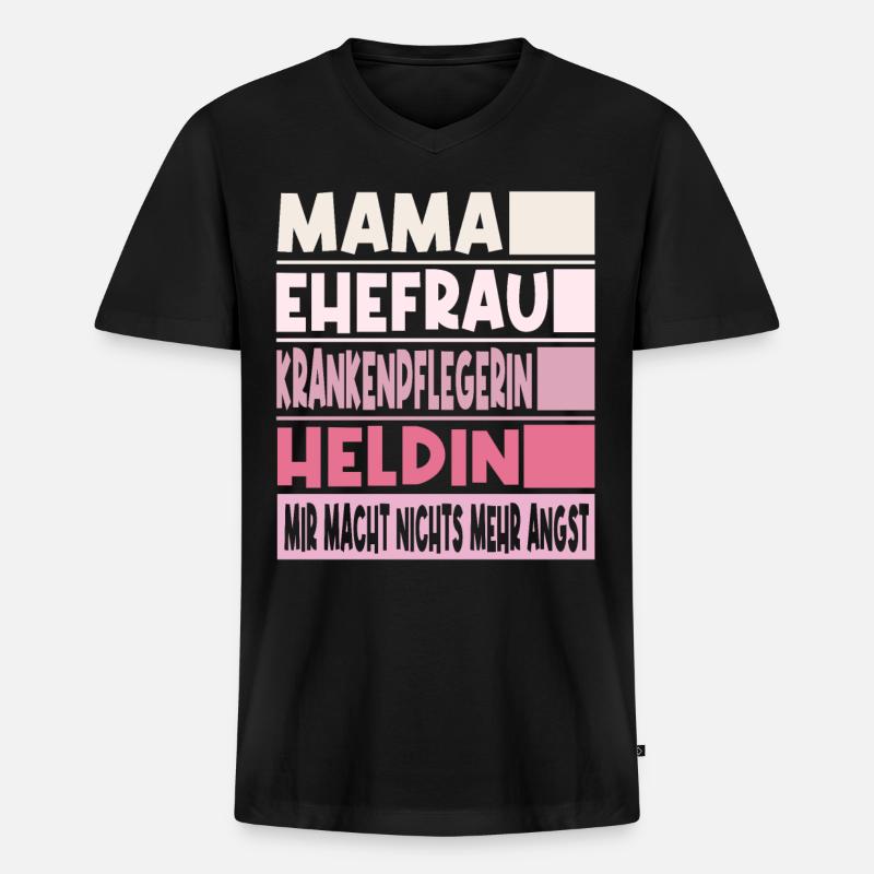 Krankenpflegerin Mama Ehefrau Heldin - Männer Premium Bio T-Shirt mit V-Ausschnitt - Schwarz