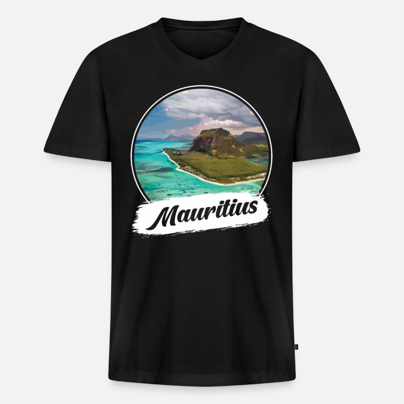 Mauritius Souvenir - Männer Premium Bio T-Shirt mit V-Ausschnitt - Schwarz