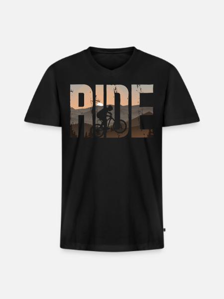 Enduro VTT VTT Équitation - T-shirt encolure en V Premium bio Homme - noir