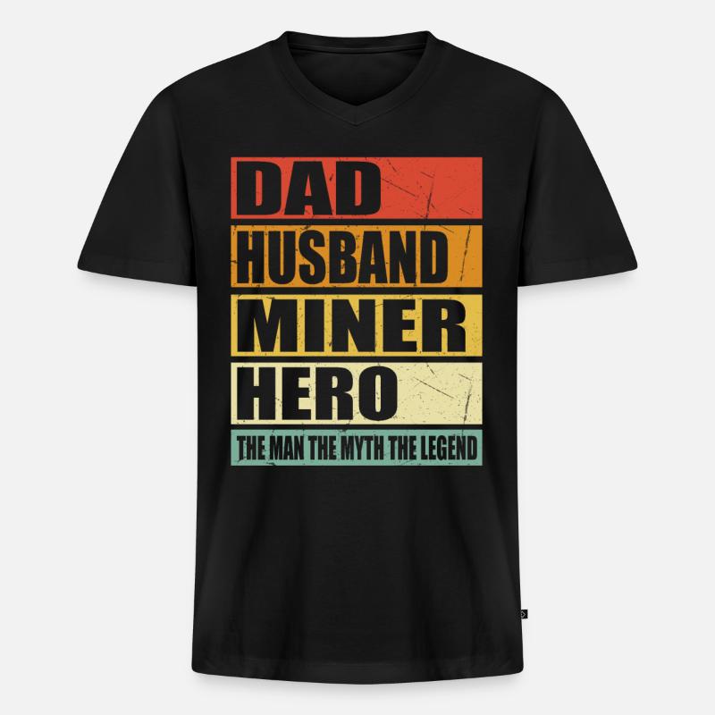 Vater Ehemann Bergarbeiter Held - Männer Premium Bio T-Shirt mit V-Ausschnitt - Schwarz