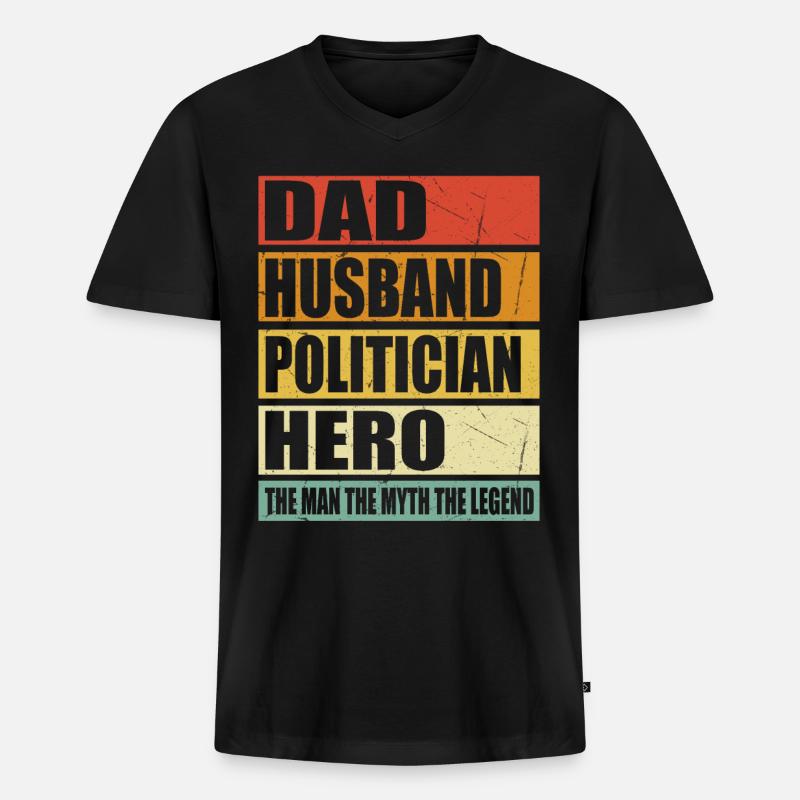 Vater Ehemann Politiker Held - Männer Premium Bio T-Shirt mit V-Ausschnitt - Schwarz