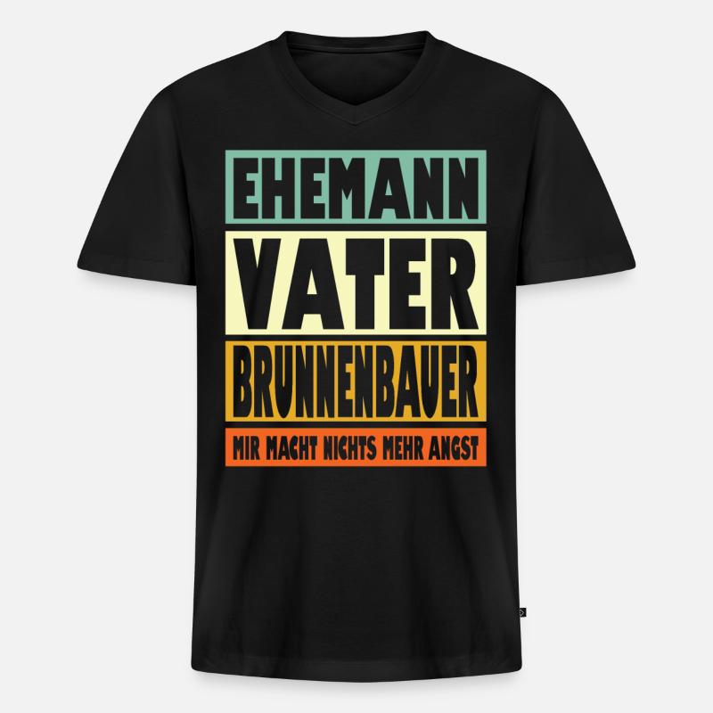 Brunnenbauer Vater Ehemann Held - Männer Premium Bio T-Shirt mit V-Ausschnitt - Schwarz