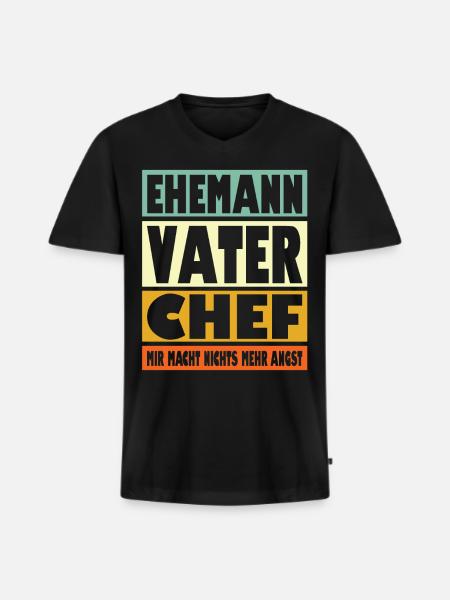Chef Vater Ehemann Held - Männer Premium Bio T-Shirt mit V-Ausschnitt - Schwarz