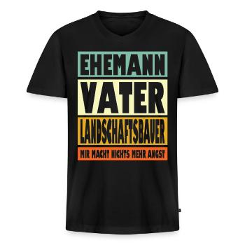 Landschaftsbauer Vater Ehemann Held - Männer Premium Bio T-Shirt mit V-Ausschnitt - Schwarz - Vorne - Nico (187cm)