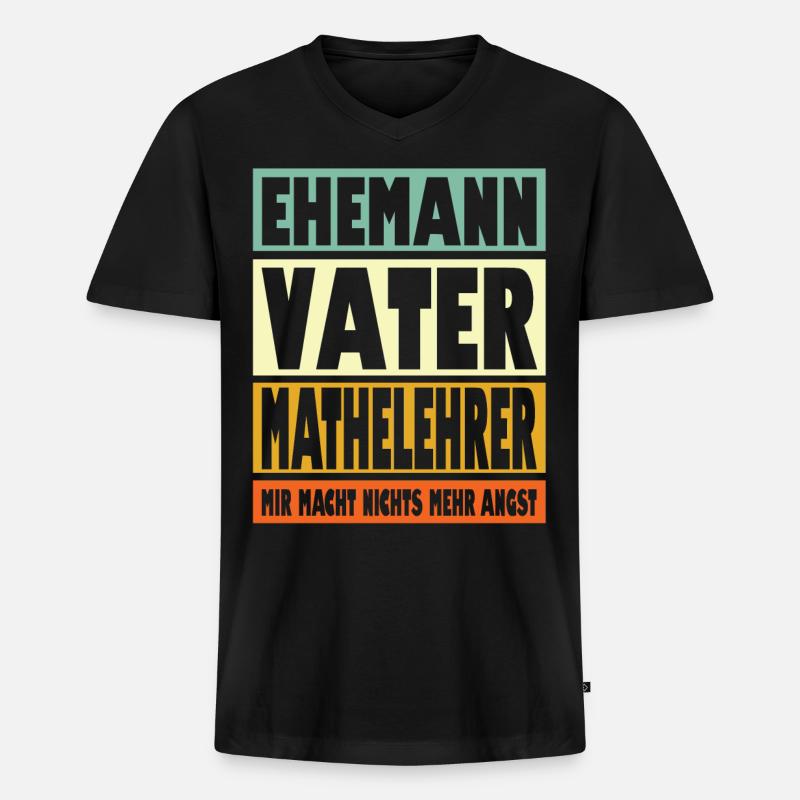 Mathelehrer Vater Ehemann Held - Männer Premium Bio T-Shirt mit V-Ausschnitt - Schwarz