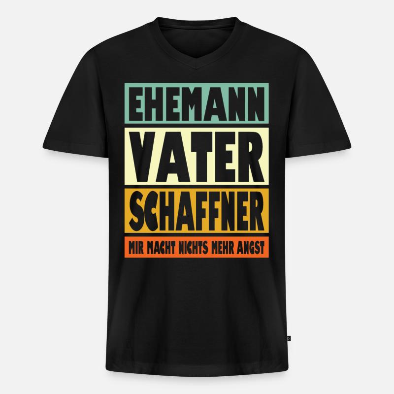 Schaffner Vater Ehemann Held - Männer Premium Bio T-Shirt mit V-Ausschnitt - Schwarz