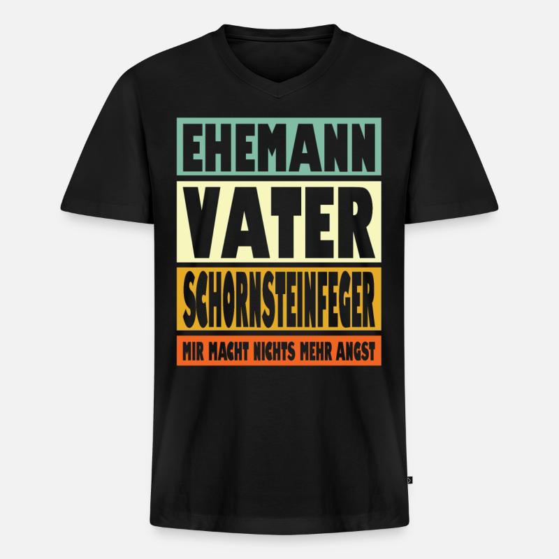 Schornsteinfeger Vater Ehemann Held - Männer Premium Bio T-Shirt mit V-Ausschnitt - Schwarz