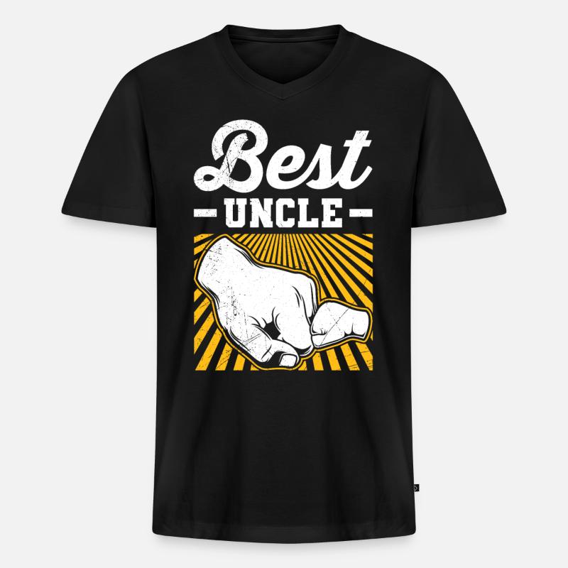 Bester Onkel - Männer Premium Bio T-Shirt mit V-Ausschnitt - Schwarz
