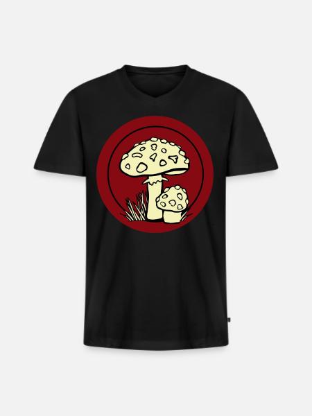 Toadstool, mushroom picker, poisonous, ranger - Men's Premium Organic T-shirt with V-neck - black