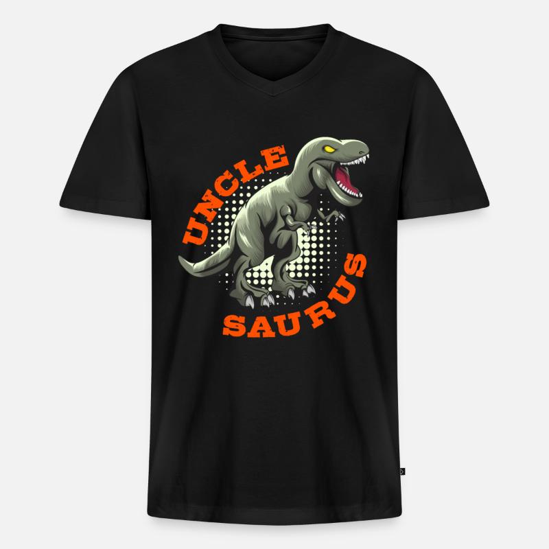 Onkel Saurus - Männer Premium Bio T-Shirt mit V-Ausschnitt - Schwarz