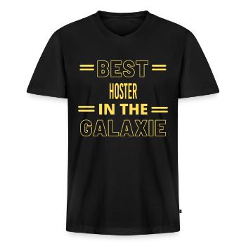 Der beste IN THE GALAXIE HOSTER ALLER ZEITEN - Männer Premium Bio T-Shirt mit V-Ausschnitt - Schwarz - Vorne - Nico (187cm)
