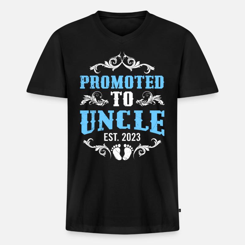 Onkel 2023 - Männer Premium Bio T-Shirt mit V-Ausschnitt - Schwarz