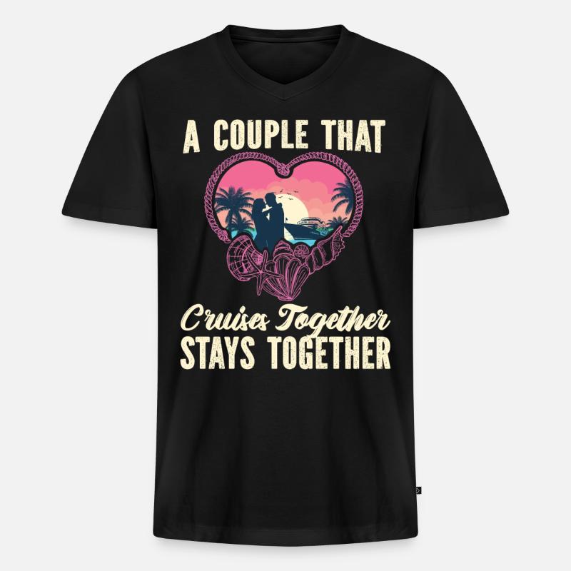 Cruise Ship Vacation Couples - Männer Premium Bio T-Shirt mit V-Ausschnitt - Schwarz
