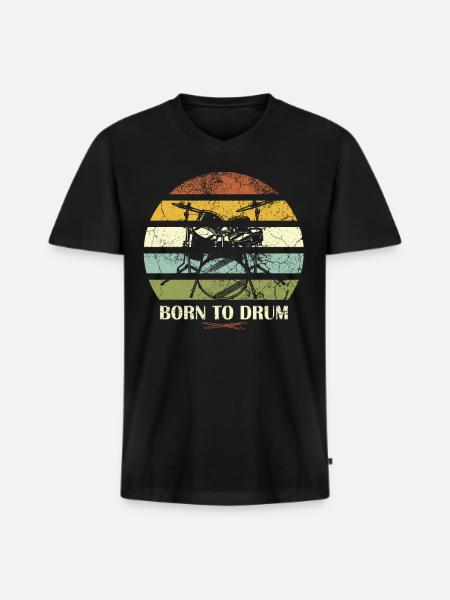 Born to drum - drummer - Men's Premium Organic T-shirt with V-neck - black