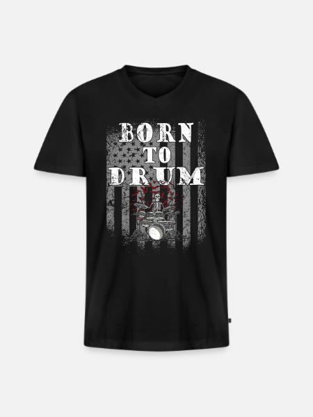 Born to drum - drummer - Men's Premium Organic T-shirt with V-neck - black