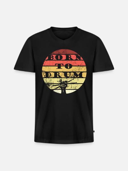 Born to drum - drummer - Men's Premium Organic T-shirt with V-neck - black