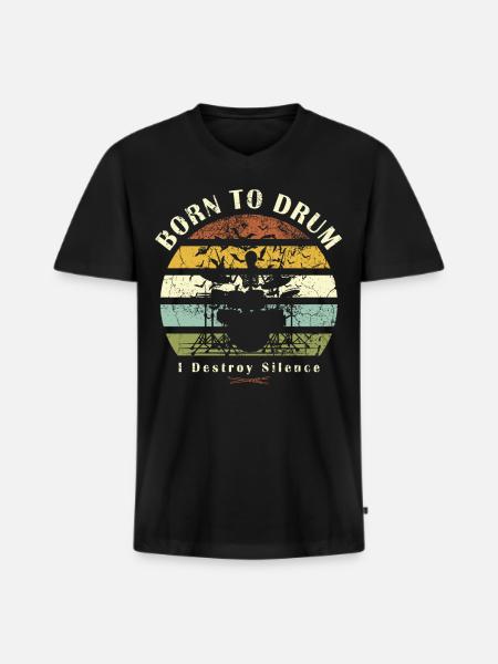 Born to drum - drummer - Men's Premium Organic T-shirt with V-neck - black